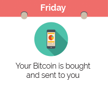 Step 4 Friday, your bitcoin is bought and sent to you.